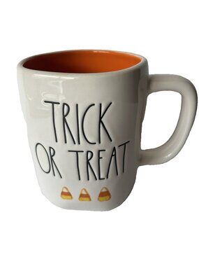 Rae Dunn Trick or Treat Mug Candy Corn Accent Coffee Cup Halloween Decor Fall